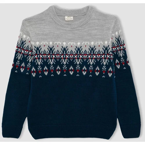 Defacto Boy's New Year's Themed Crew Neck Sweater