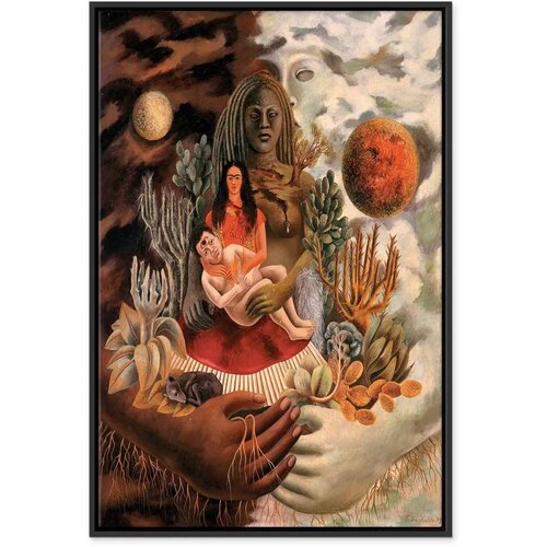  Slika - Frida Kahlo &amp;ndash; The Love Embrace of the Universe the Earth (Mexico) Myself Diego and Se&amp;ntilde;or Xolotl 60x90 U crnom drveno Slike