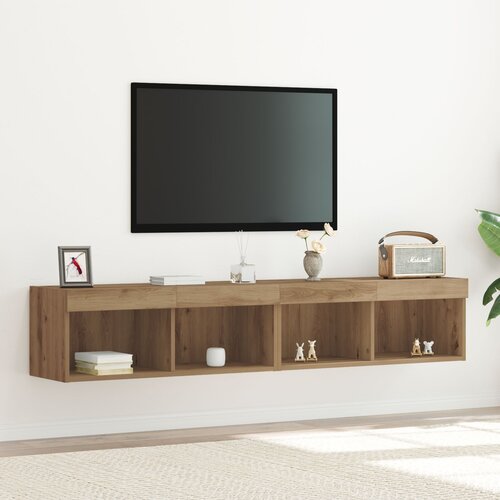 vidaXL TV omarica Artisan hrast Inženirski les z LED lučmi Velik Cene