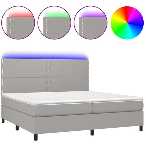  Box spring s madracem LED svjetlosivi 200x200 cm tkanina Slike