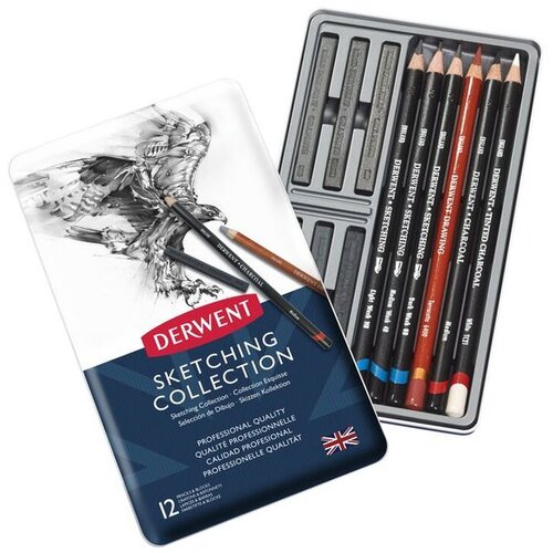 DERWENT set za skiciranje Sketching Collection, 12 dijelova u metalnoj kutiji (34305) Slike