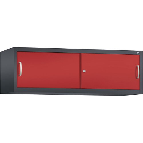 C+P ACURADO zgornja omarica z drsnimi vrati, VxŠxG 500 x 1600 x 500 mm, črno sive / ognjeno rdeče barve Cene