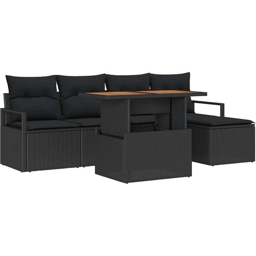 VidaXL Vrtna sedežna garnitura s shranjevanjem 6 pcs Črna Poly ratan, (5000022553) Slike