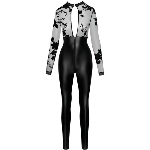 Noir Handmade Powerwetlook & Delicate Strech Tulle Jumpsuit 2730707 Black L Cene