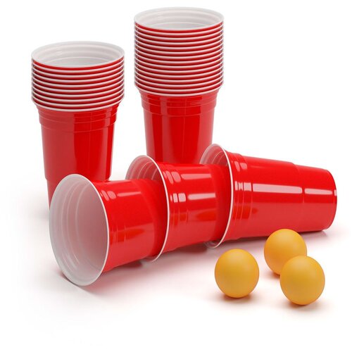 BeerCup Andrews, rdeči kozarci za pivo, 473 ml (16 oz), robustni, vključno z žogicami in pravili Slike