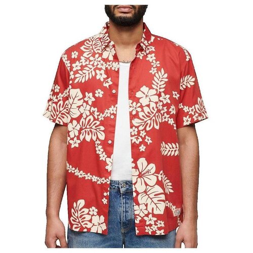 Superdry Srajce s kratkimi rokavi Chemise Hawa&iuml;enne Manches Courtes Rouge Homme Rdeča Cene