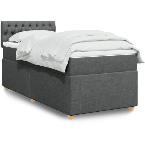 VidaXL Krevet s oprugama i madracem tamnosivi 90x200 cm od tkanine Slike