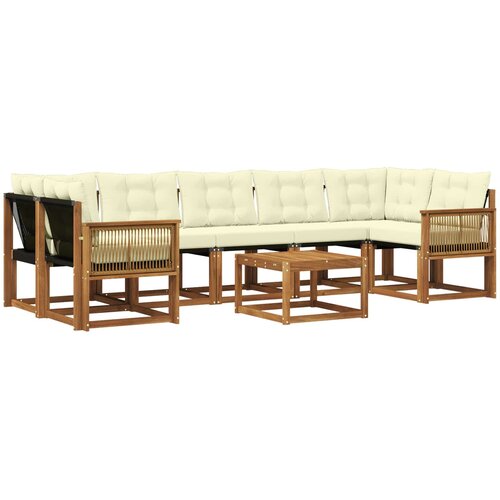 vidaXL Zunanja garnitura za sedenje z blazino 8 pcs Naravna in smetana, (5000273361) Cene
