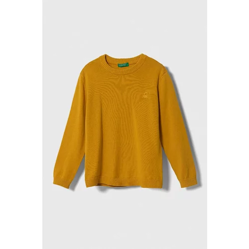 United Colors Of Benetton Otroški bombažen pulover rumena barva