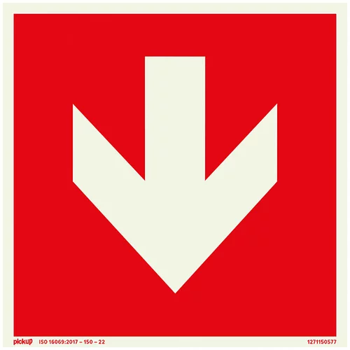 x znak za izlaz u slučaju nužde (D Š: 150 150 mm, Strelica prema dolje, Crvene boje, Fotoluminiscentna)
