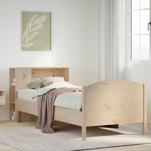 VidaXL Krevet s regalom za knjige bez madraca 90x190 cm od borovine Slike