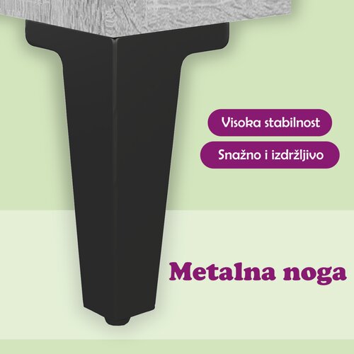  Noćni ormarić s metalnim nogama boja sivog hrasta 40x30x50 cm Slike