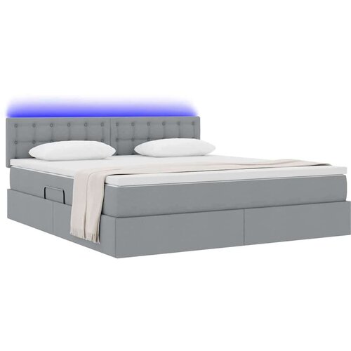  Krevet S LED lampica Svijetlo siva 180 x 200 cm tkanina Slike
