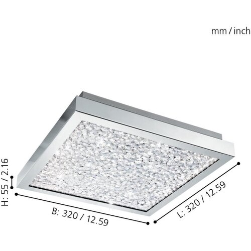 Eglo cardito plafonjera/1, led, 16w, 320x320, 1700lm, hrom/kristal Slike