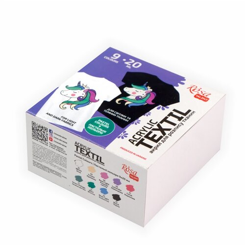 Rosa pastelne akrilne boje za tekstil 9x20 ml Slike