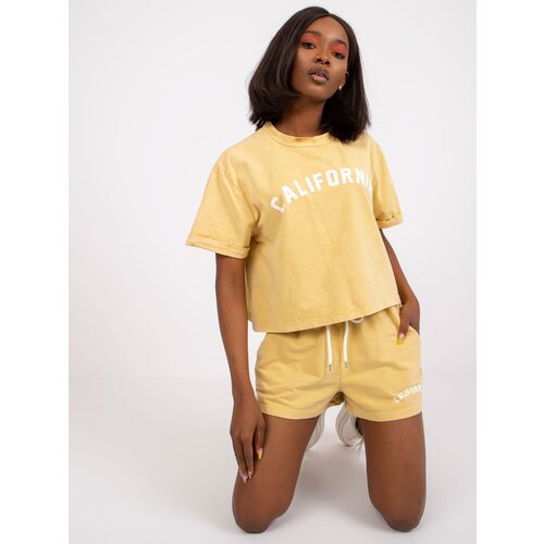 Fashion Hunters Yellow women&amp;#039;s cotton summer set Slike