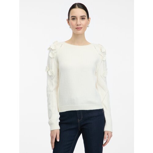 Orsay Cream women's sweater with floral application - Women Slike