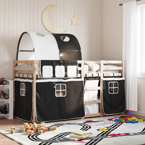  na kat sa zavjesama bijelo-crni 90 x 200 cm od borovine Cijene