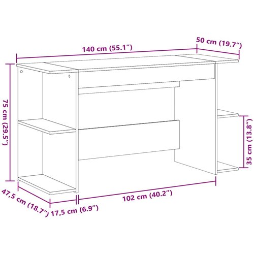  Radni stol boja hrasta sonome 140x50x75 cm konstruirano drvo Slike
