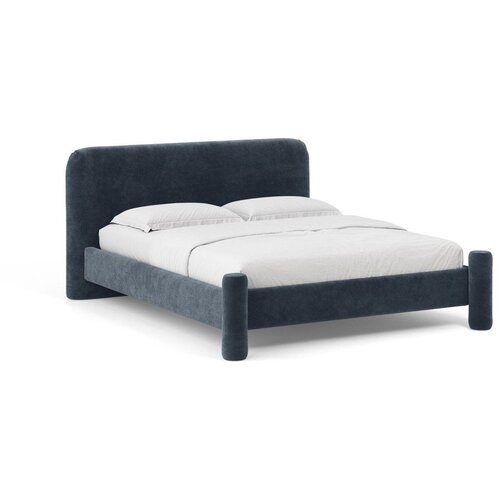 Micadoni Tamno plavi tapecirani bračni krevet s podnicom 160x200 cm Vera – Cene