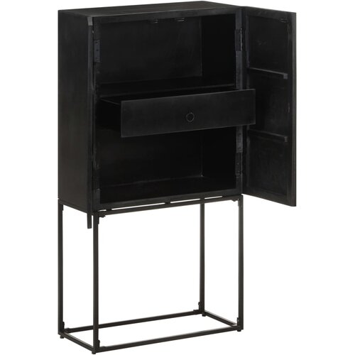  Komoda crna 60 x 30 x 120 cm od masivnog drva bagrema i manga Slike