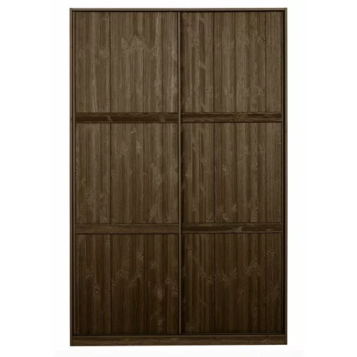 BePureHome Rjava garderobna omara iz masivnega bora z drsnimi vrati 139x215 cm Katoi –