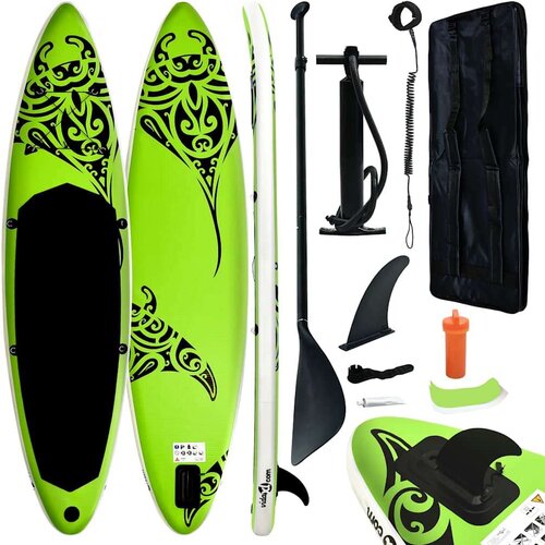 SUP Set daske na napuhavanje za veslanje stojeći 305x76x15 cm zeleni Slike