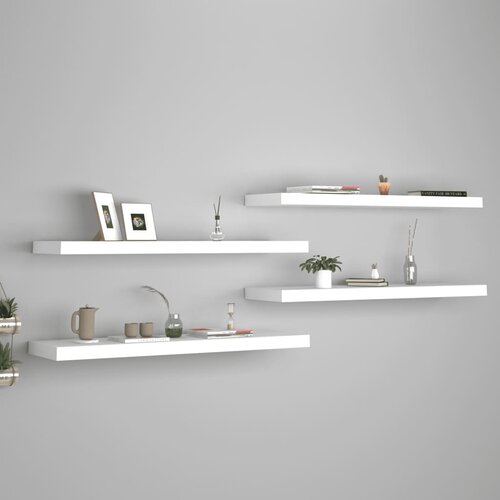 VidaXL Stenske police 4 kosi bele 90x23,5x3,8 cm MDF Slike
