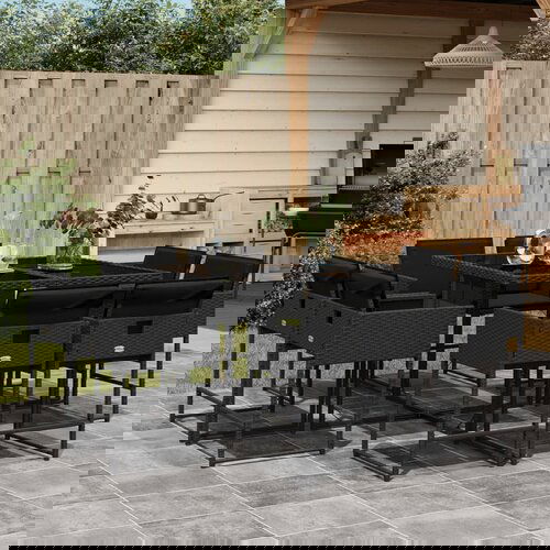  The Living Store Vrtna jedilna garnitura 9-delna z blazinami črn poli ratan - Vrtna Jedilna Garnitura, (21478397) Cene