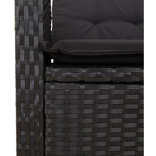  9-dijelni vrtni blagovaonski set s jastucima crni od poliratana Crna Dužina stola 190 cm Slike