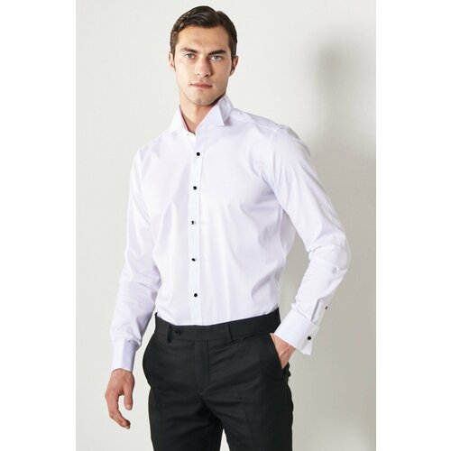 ALTINYILDIZ CLASSICS Men's White Anti-Iron Anti-Crinkle, Slim Fit Slim Fit 100% Cotton Shirt with Collar Collar. Slike
