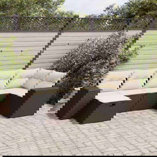 vidaXL 6-dijelni set vrtnih sofa od poliratana s jastucima smeđi Cijene