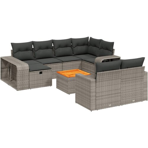  11-dijelni set vrtnih sofa od poliratana s jastucima sivi Slike