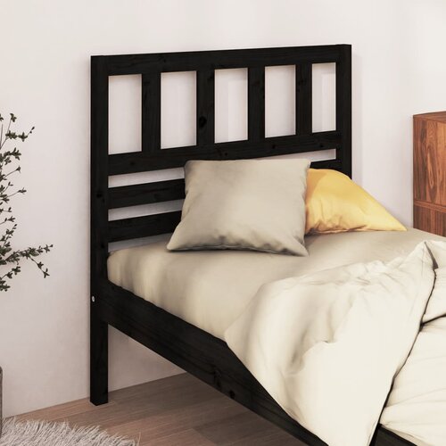 VidaXL Uzglavlje za krevet crno 81 x 4 x 100 cm od masivne borovine Slike