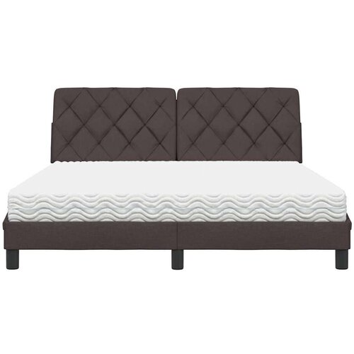 VidaXL Krevet s madracem tamnosmeđi 160x200 cm tkanina Slike
