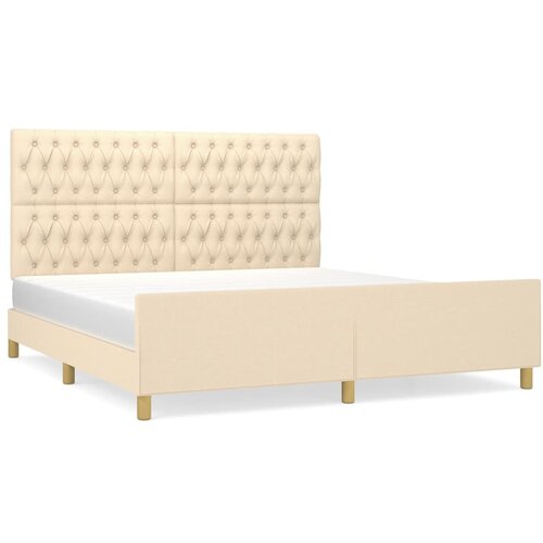  Okvir za krevet bez madraca krem 180 x 200 cm od tkanine Slike