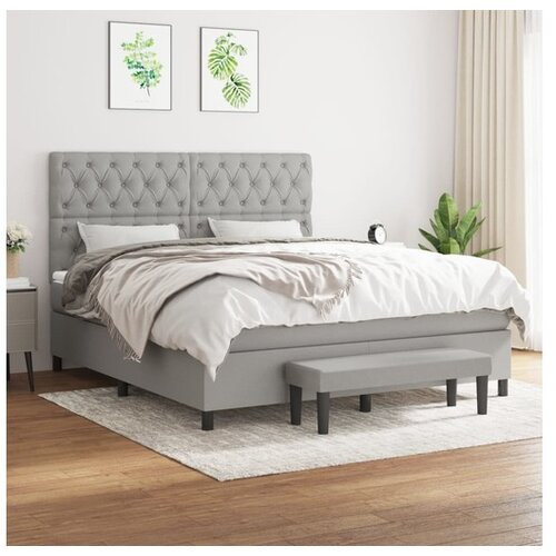  Box spring postelja z vzmetnico svetlo siva 160x200 cm žamet Cene