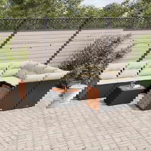 vidaXL 9-dijelni set vrtnih sofa s jastucima crni od poliratana Cijene