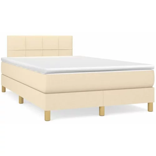  Box spring postelja z vzmetnico LED krem 120x190 cm blago