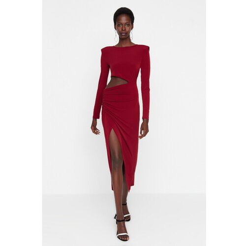 Trendyol Claret Red Cut Out Detailed Knitted Dress Slike