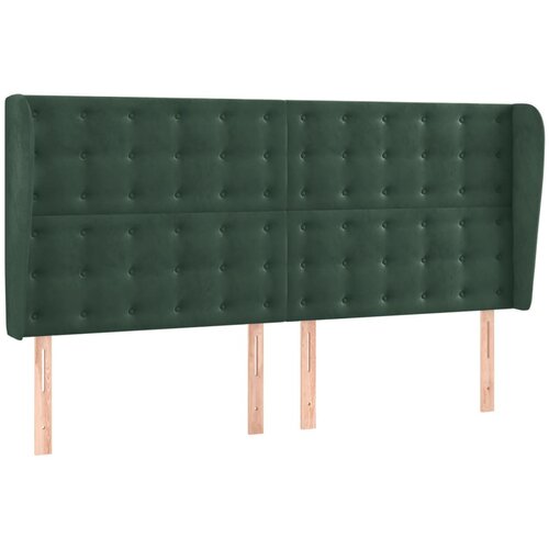 Maison Chic Posteljno vzglavje - Vzglavna omarica - Nočna omarica z ušesi temno zeleno 183x23x118/128 cm žamet, (21710516) Cene