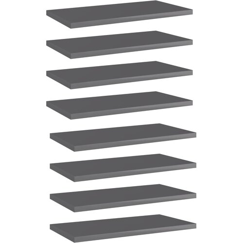Police za knjige 8 kom visoki sjaj sive 40x20x1,5 cm od iverice Slike