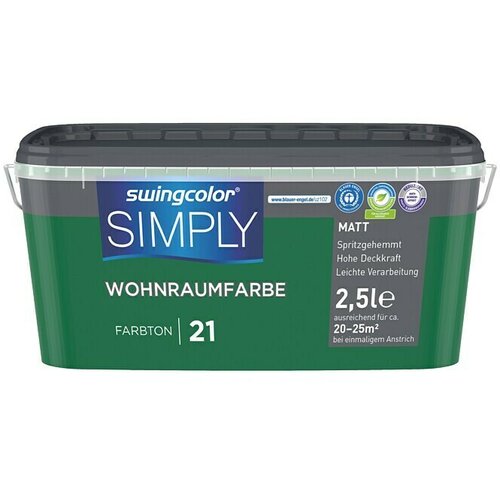 SWINGCOLOR Boja za zid Simply (Zelena - br.21, Mat, 2,5 l) Cijene