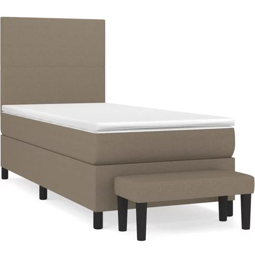 vidaXL Box spring postelja z vzmetnico taupe 90x190 cm blago, (20893093)