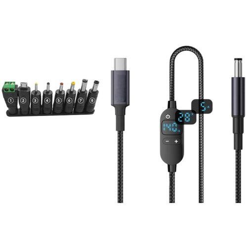 INF Type-C na DC nastavljiv napajalni kabel 140W PD3.1 z 8 nastavki, (5000277065) Cene