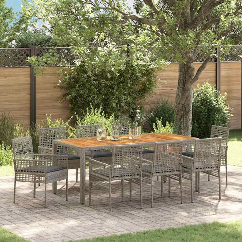  9-dijelni vrtni blagovaonski set sivi od poliratana Cijene
