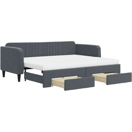VidaXL Izvlečna dnevna postelja s predali temno siva 90x200 cm žamet, (20937953) Slike