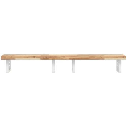  Zidna polica za umivaonik od čelika i masivnog bagremovog drva Smeđa 160 x 40 x 4 cm Slike