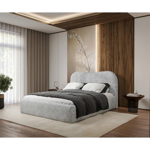 MID.YOU OBLAZINJENA POSTELJA 160 cm x 200 cm , les, tekstil, leseni material siva Cene