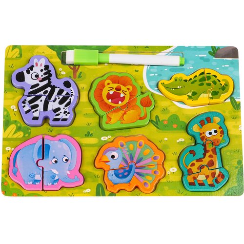  Drvena ploča za igru + Safari Puzzle Slike